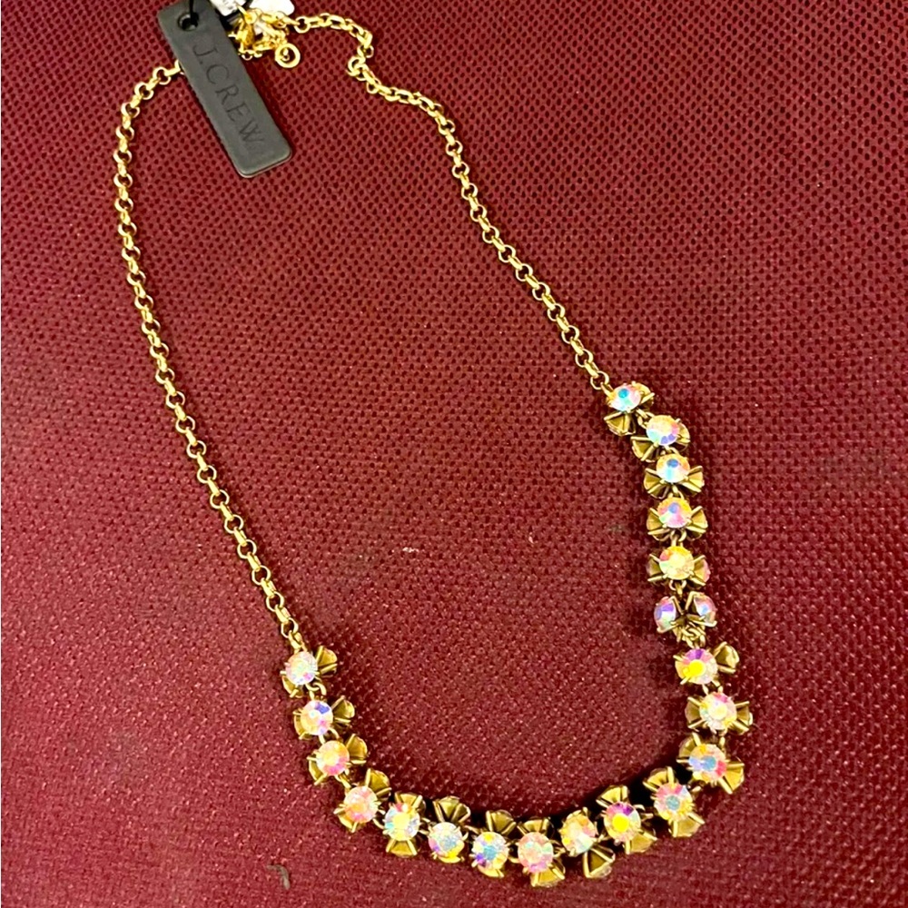 J Crew necklace iridescent crystals new